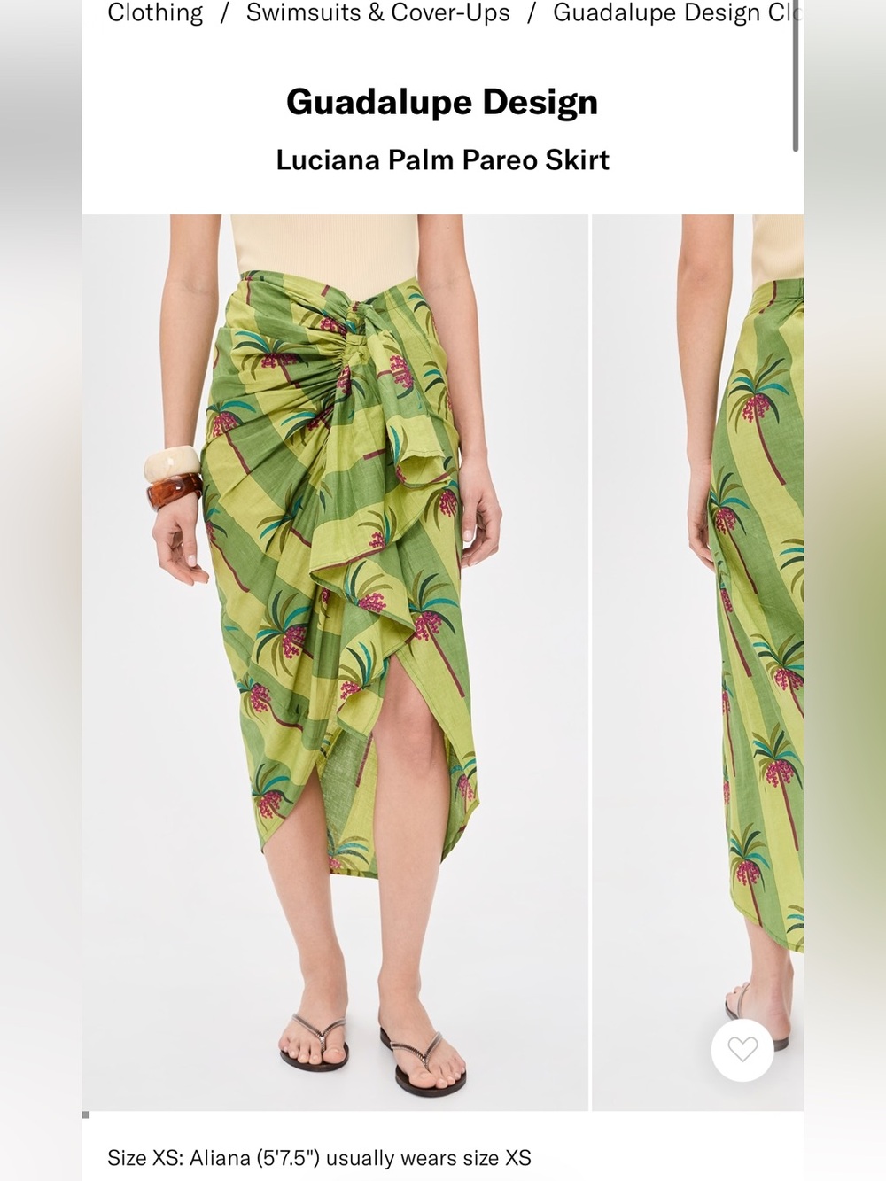 Luciana Palm Pareo Skirt - Green Palm Print